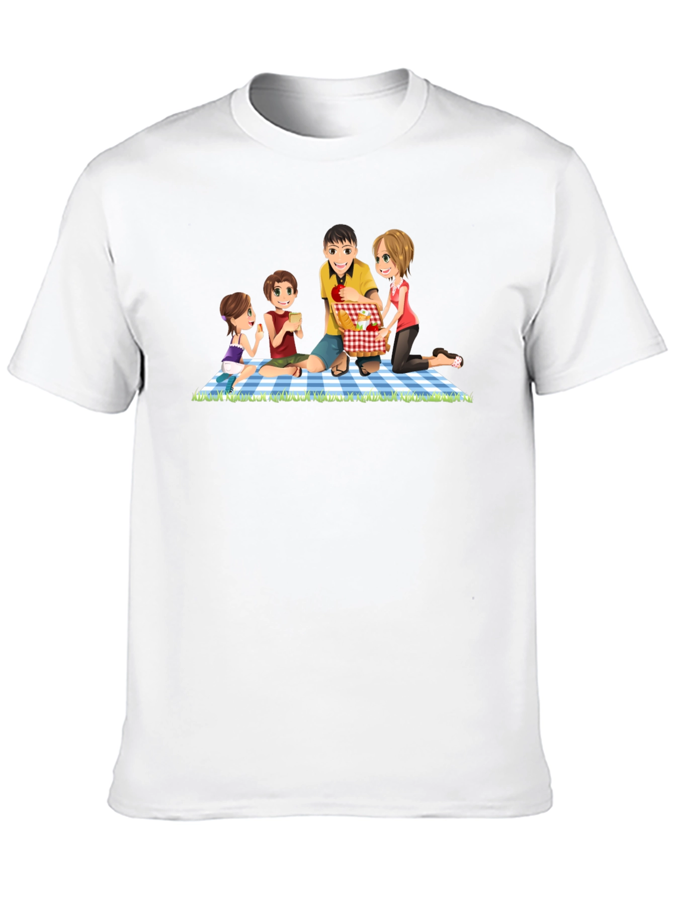 Family Picnic T-Shirt - Black Crew Neck