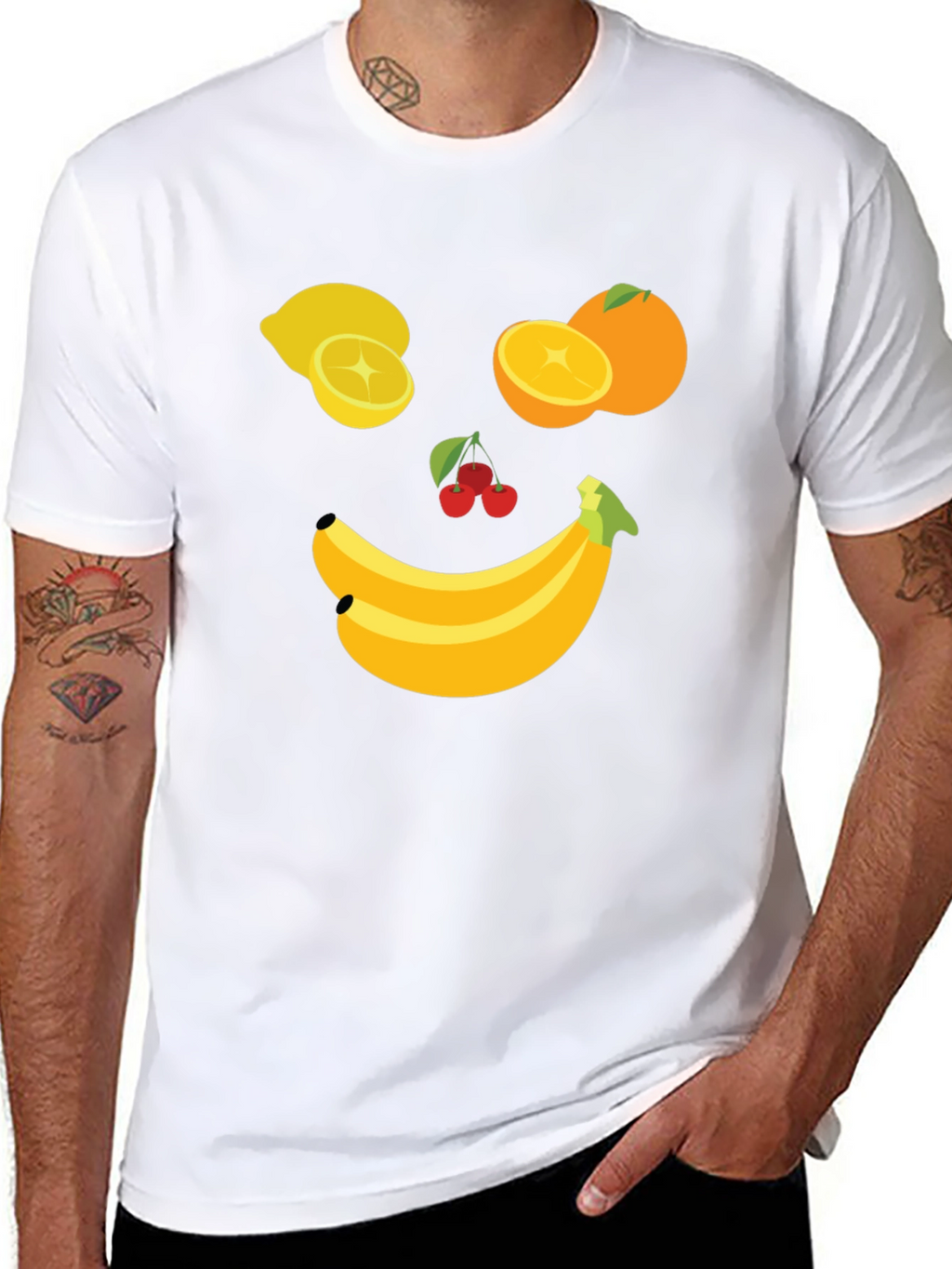 Fruit Face Graphic Tee - Black Cotton T-Shirt