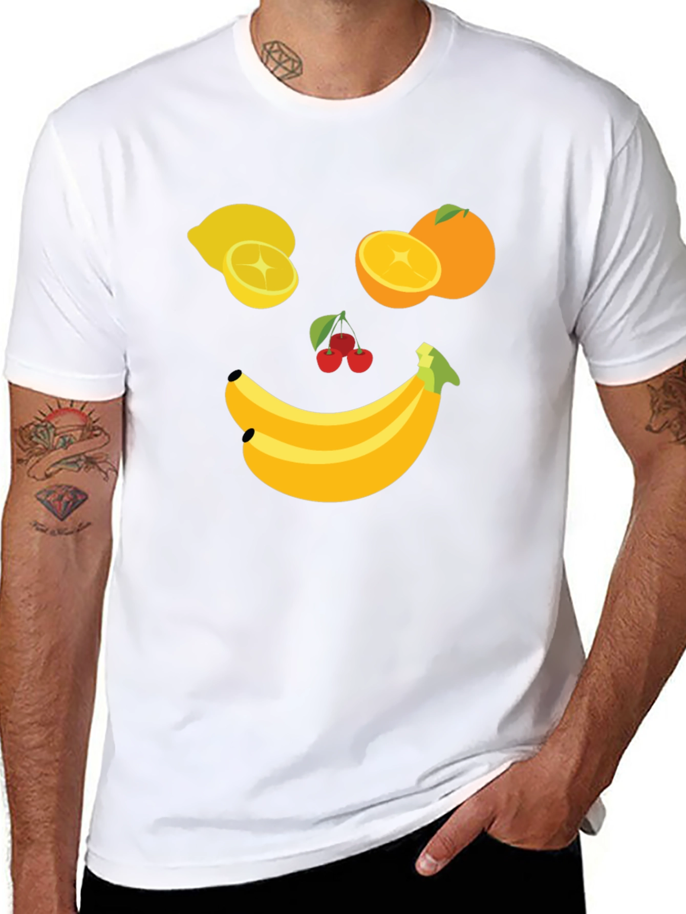 Fruit Face Graphic Tee - Black Cotton T-Shirt