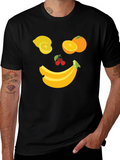 Fruit Face Graphic Tee - Black Cotton T-Shirt