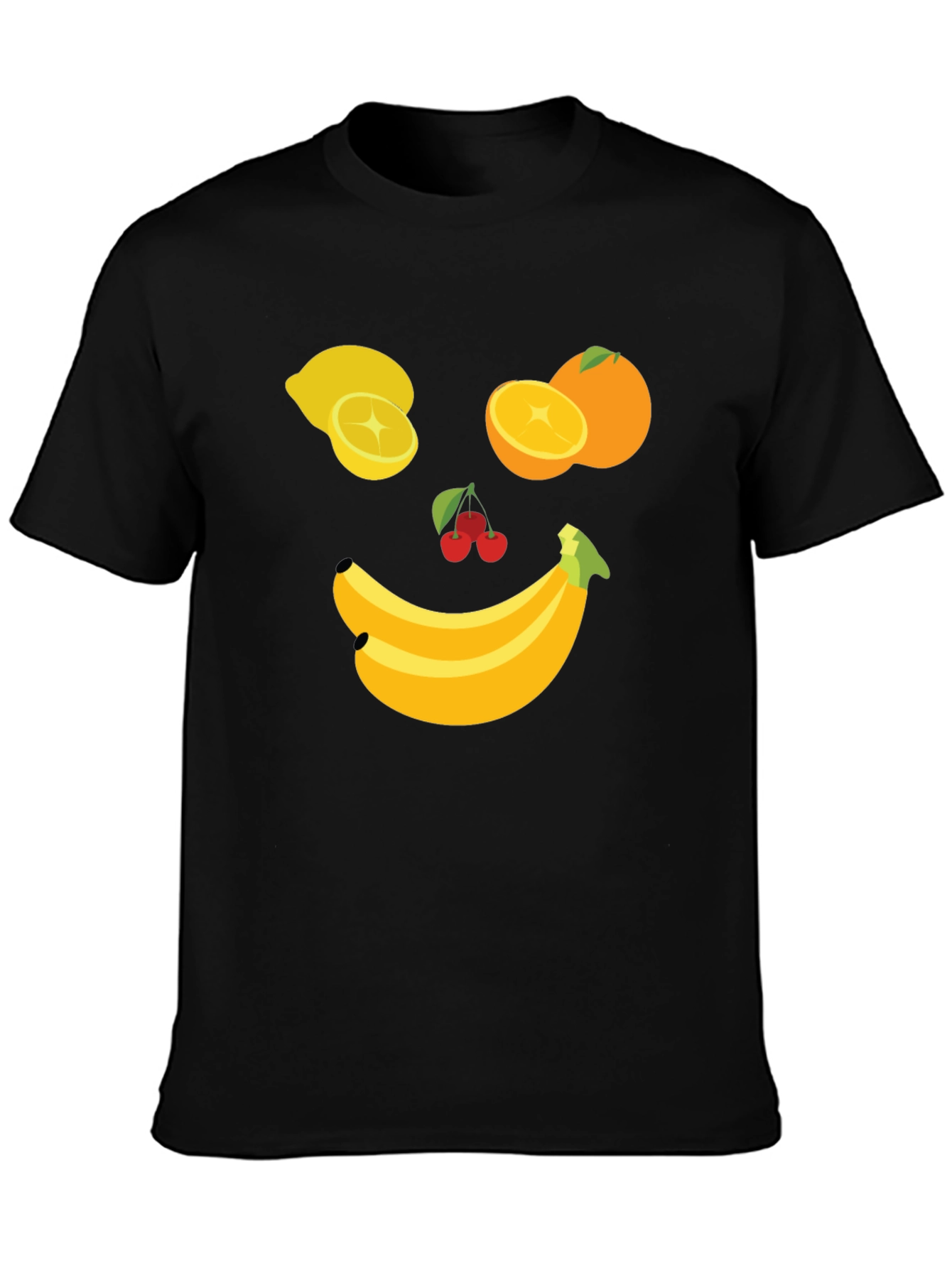 Fruit Face Graphic Tee - Black Cotton T-Shirt