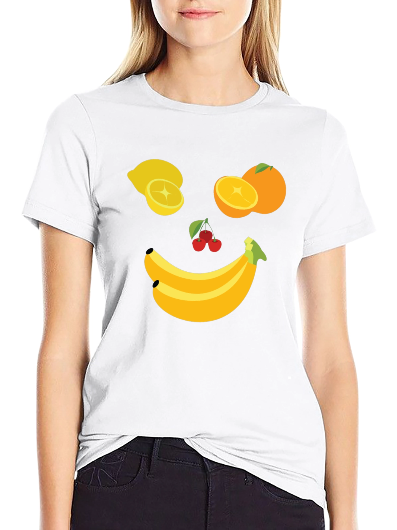 Fruit Face Graphic Tee - Black Cotton T-Shirt