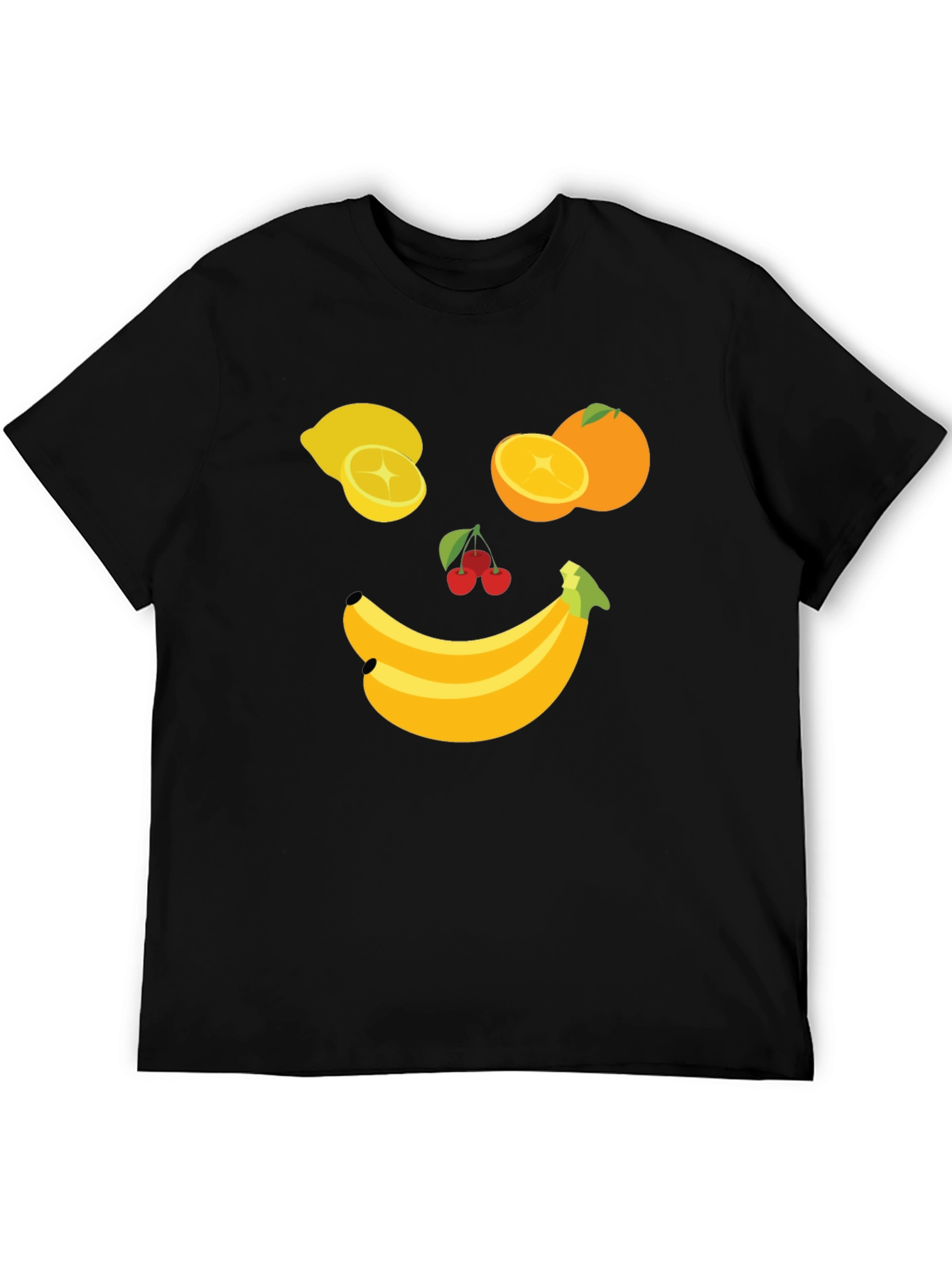 Fruit Face Graphic Tee - Black Cotton T-Shirt