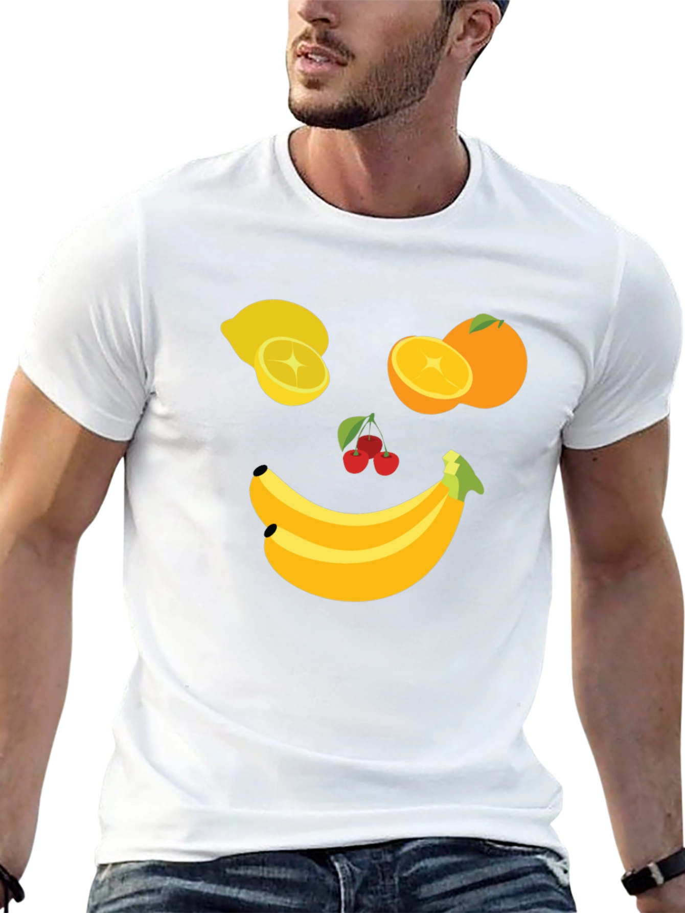 Fruit Face Graphic Tee - Black Cotton T-Shirt