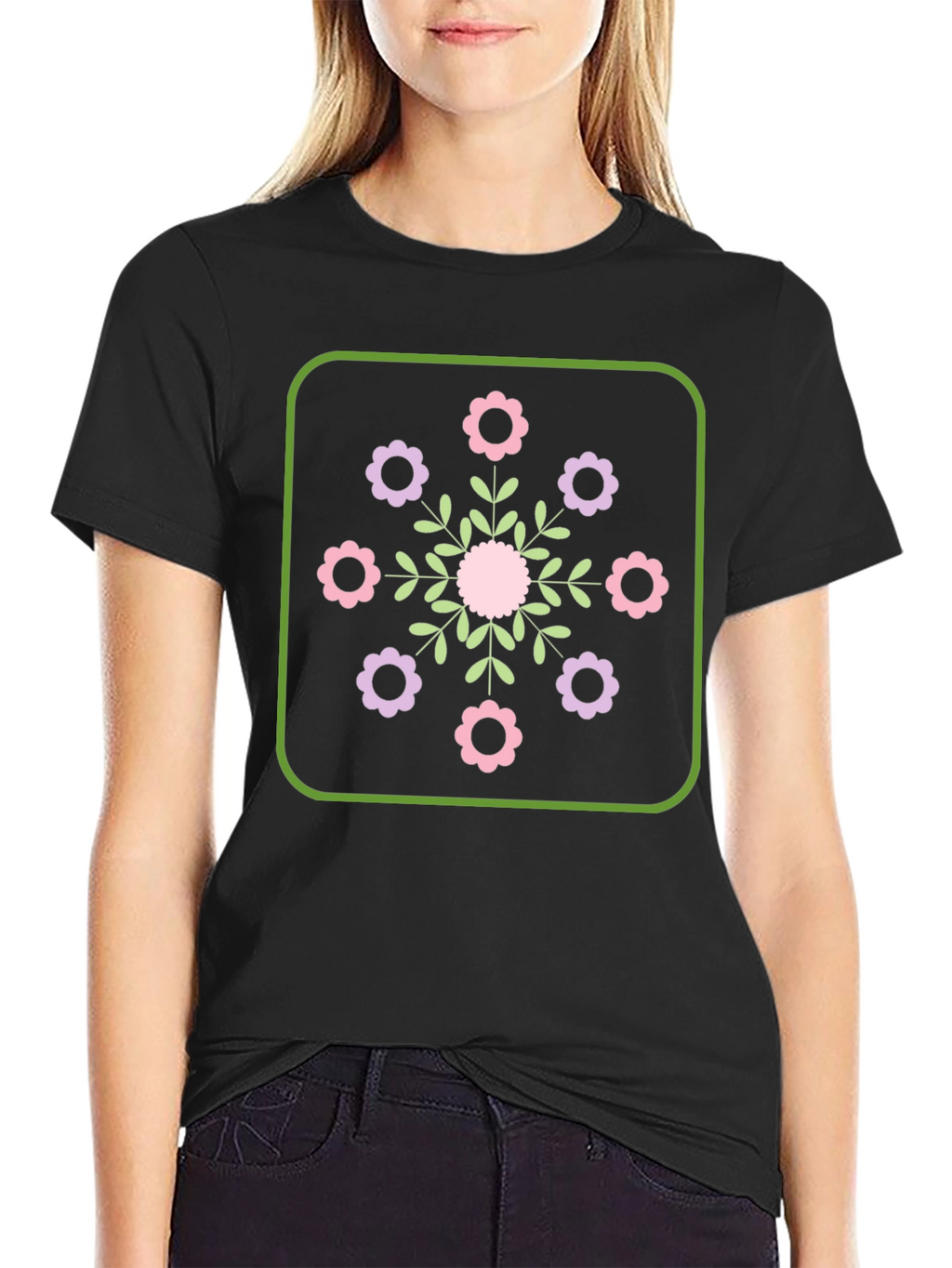 Floral Graphic T-Shirt - Stylish Round Neck Tee