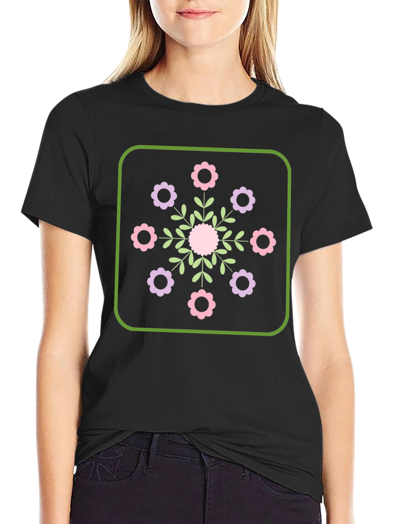 Floral Graphic T-Shirt - Stylish Round Neck Tee