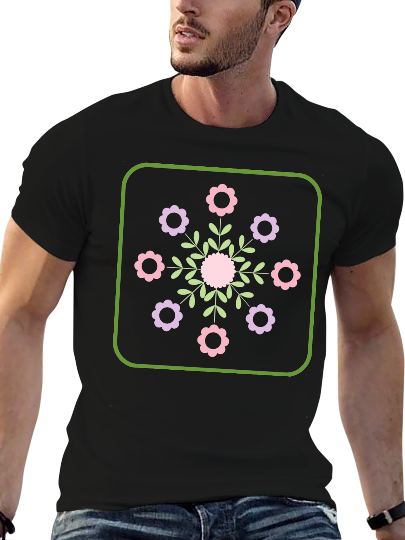 Floral Graphic T-Shirt - Stylish Round Neck Tee