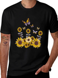 Sunflower Butterfly Graphic Tee - Stylish & Unique