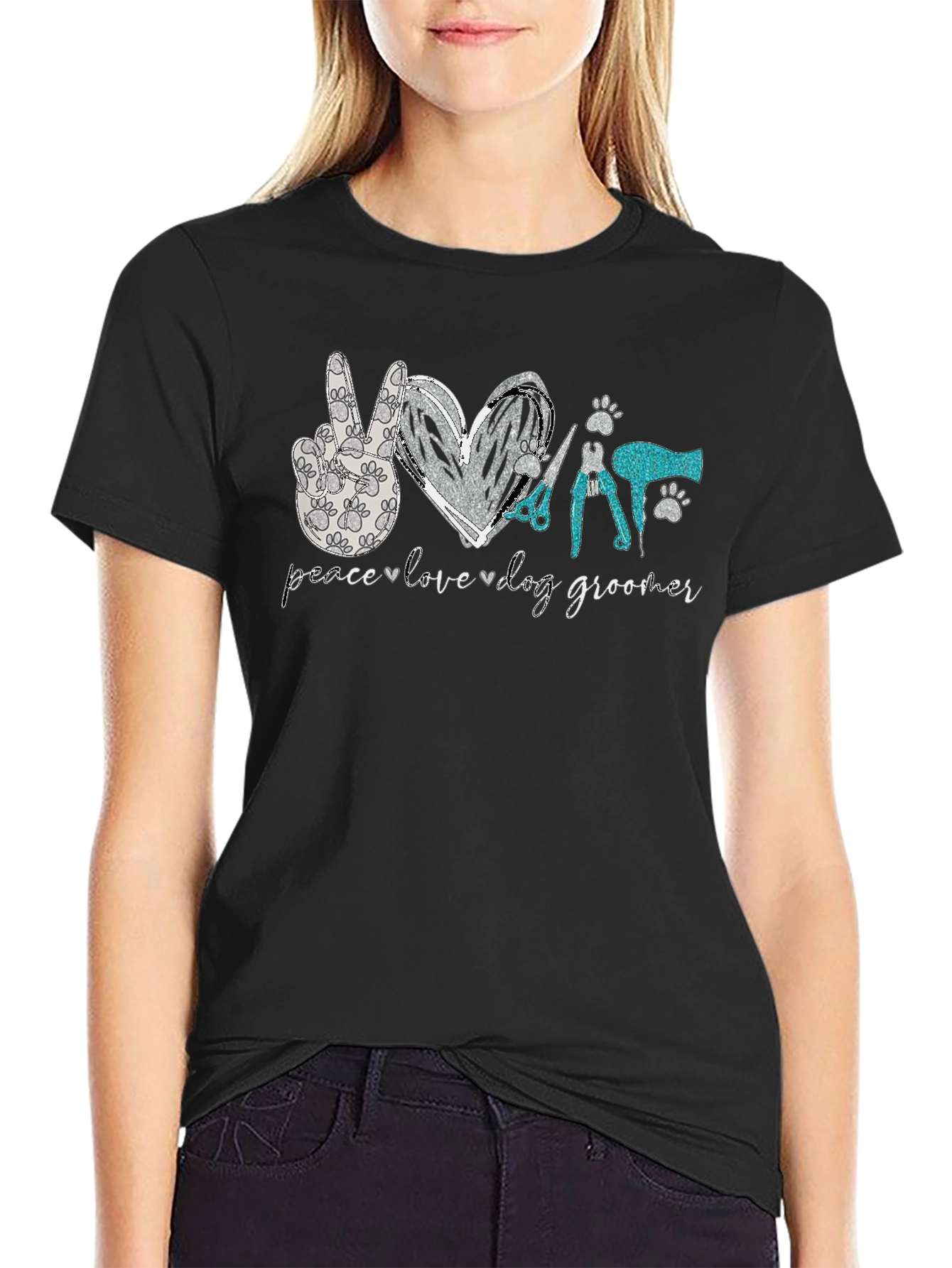 Peace Love Dog Groomer T-Shirt