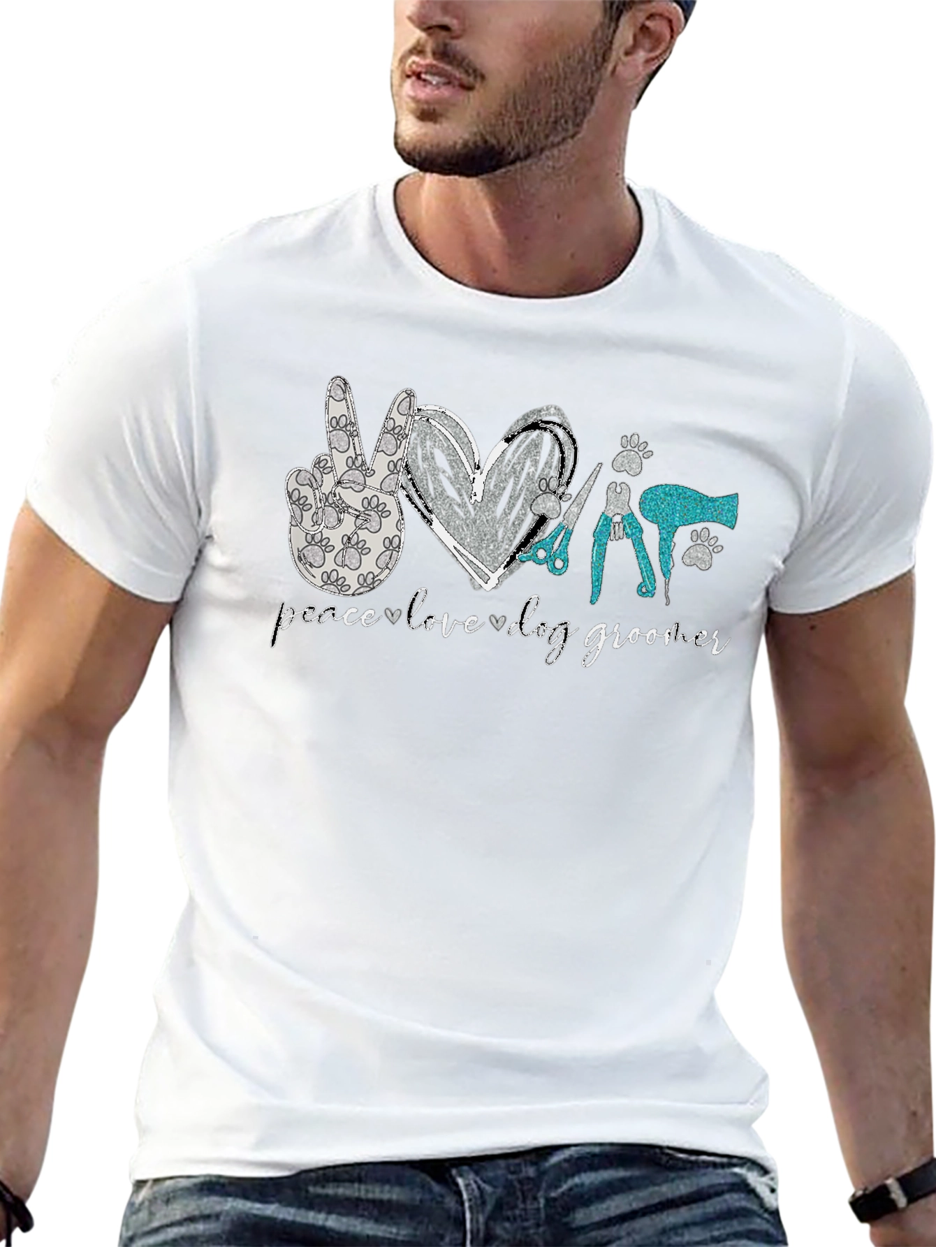 Peace Love Dog Groomer T-Shirt