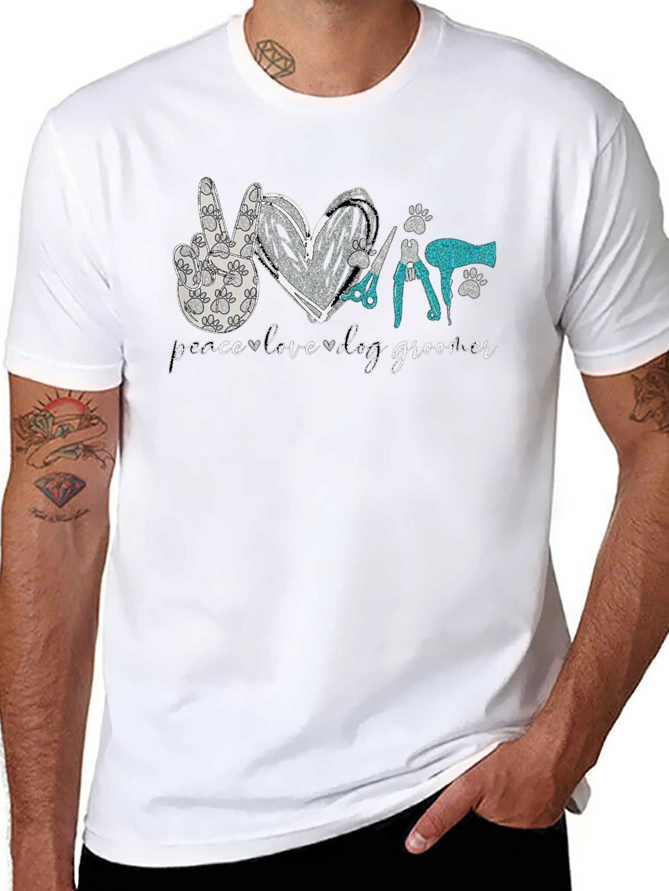 Peace Love Dog Groomer T-Shirt