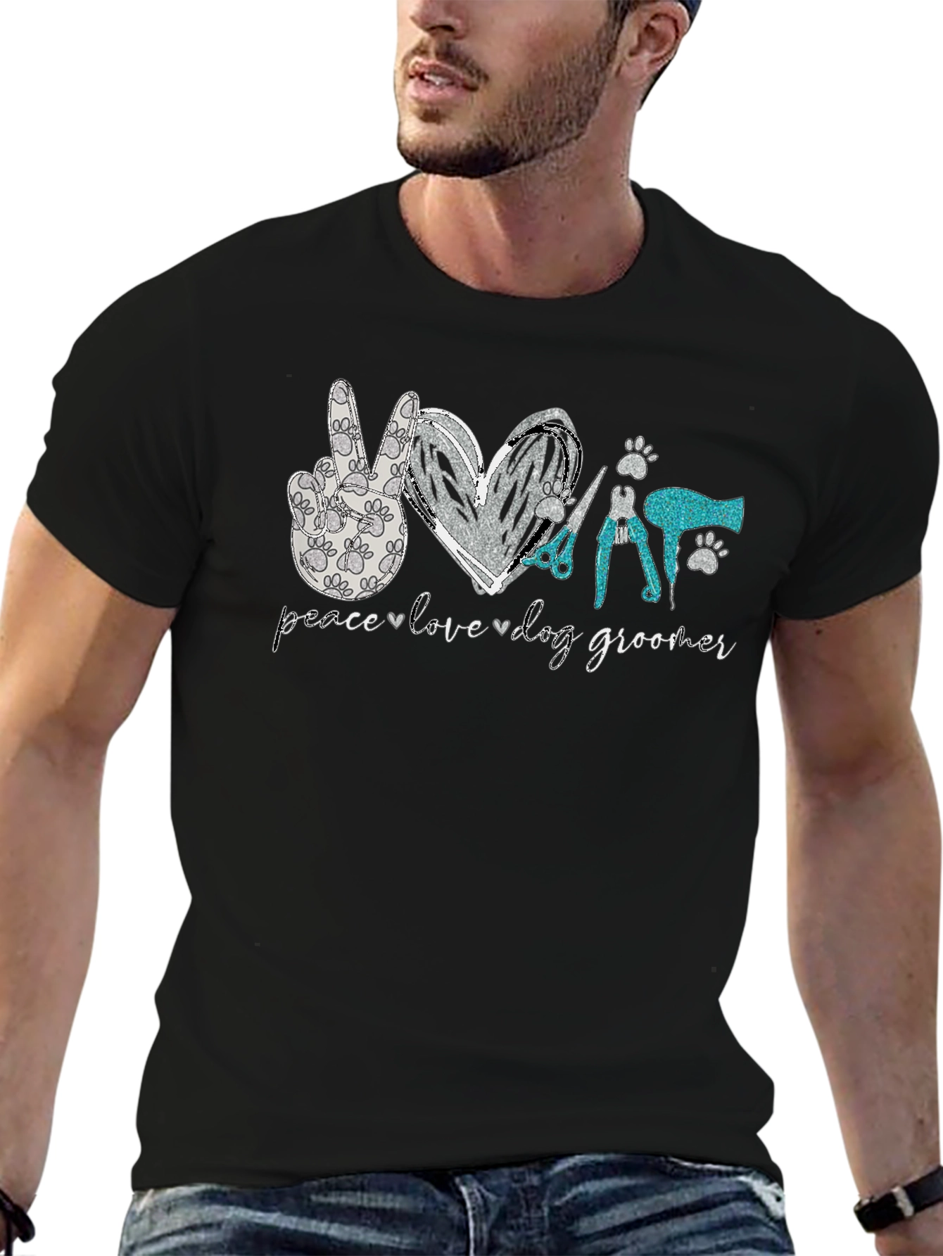 Peace Love Dog Groomer T-Shirt