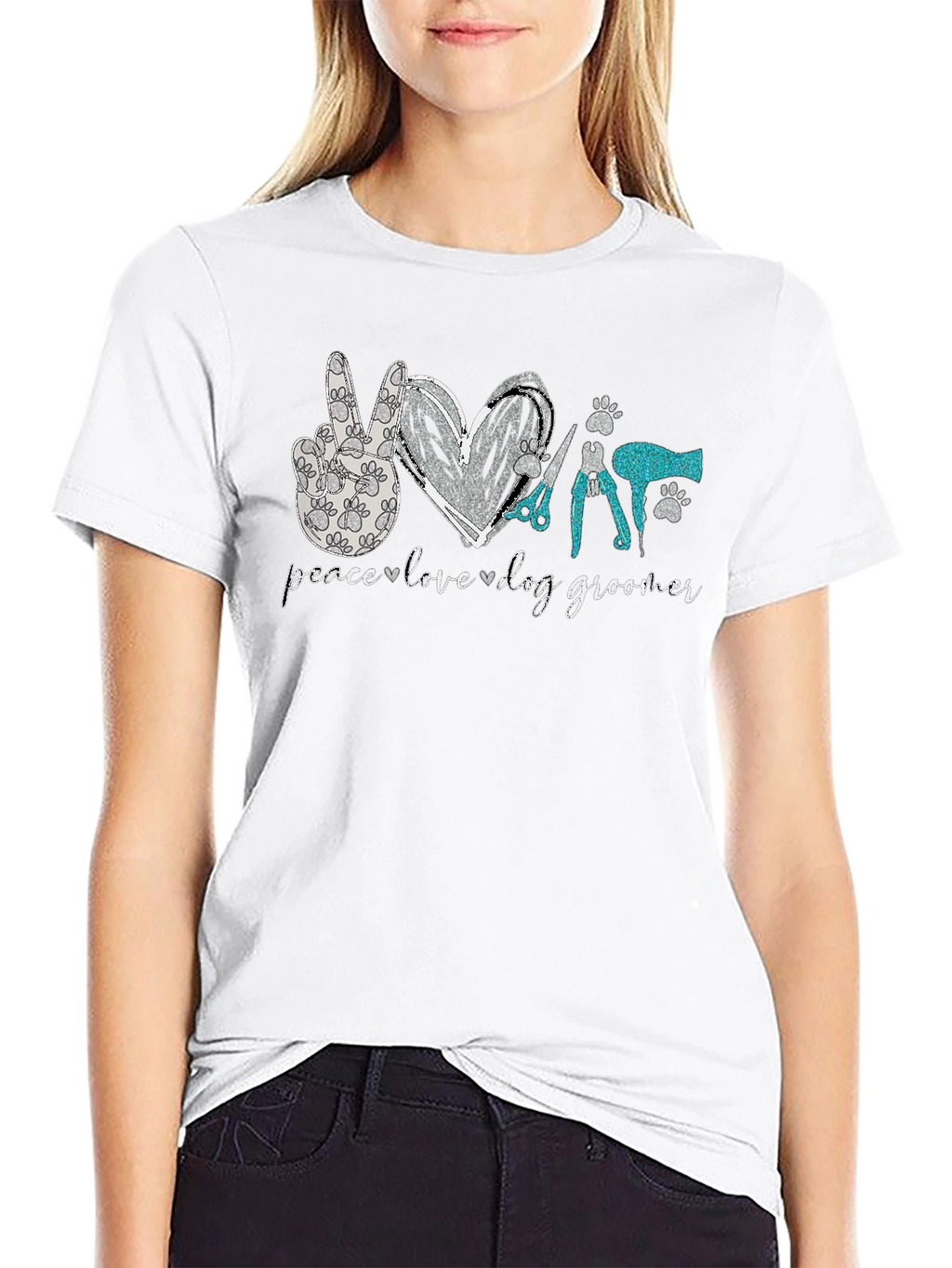 Peace Love Dog Groomer T-Shirt