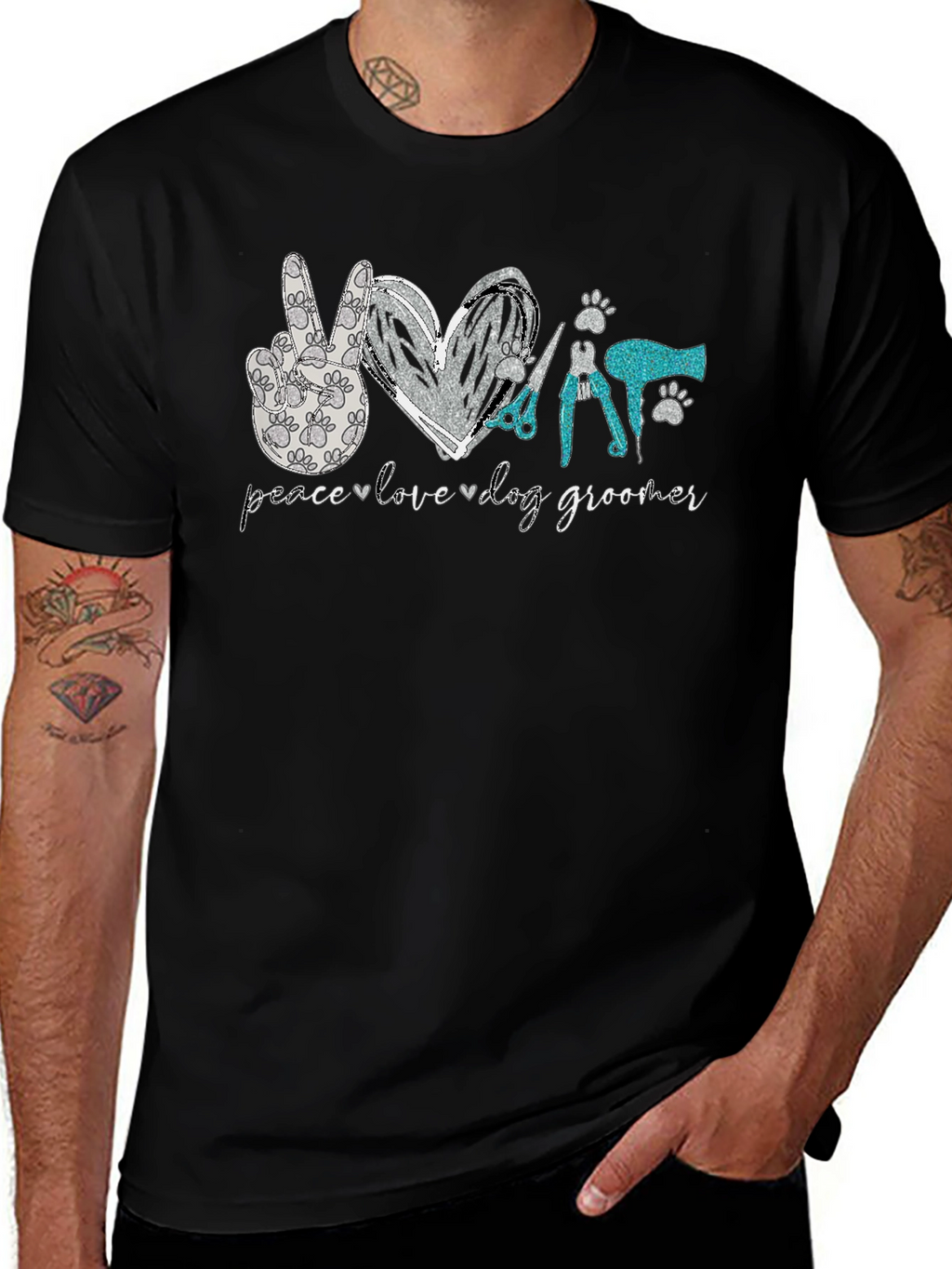 Peace Love Dog Groomer T-Shirt