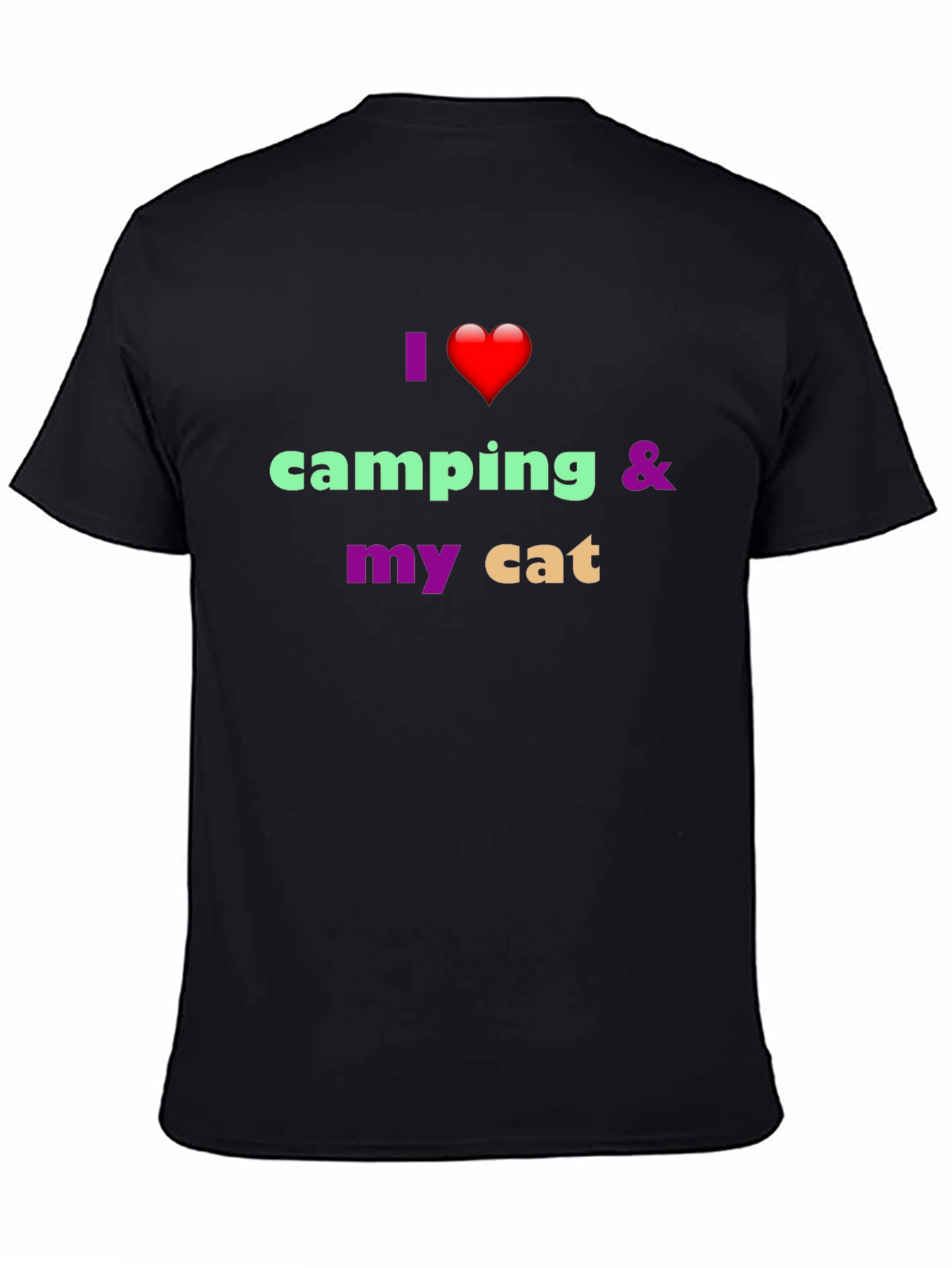 I Heart Camping & My Cat Black Tee