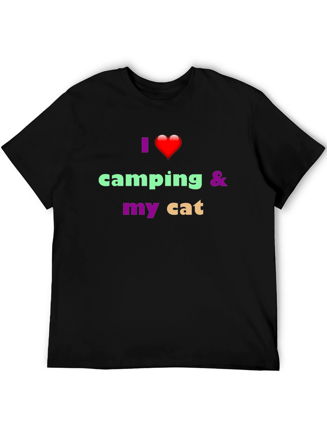 I Heart Camping & My Cat Black Tee