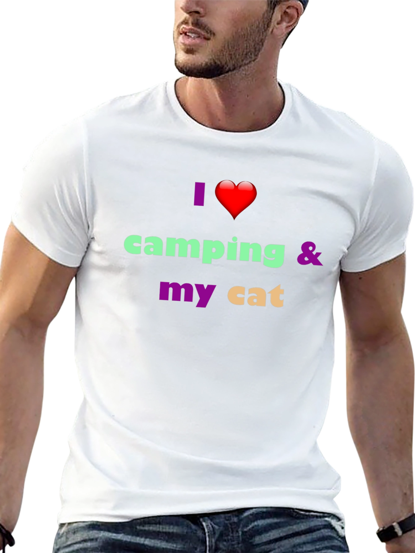 I Heart Camping & My Cat Black Tee