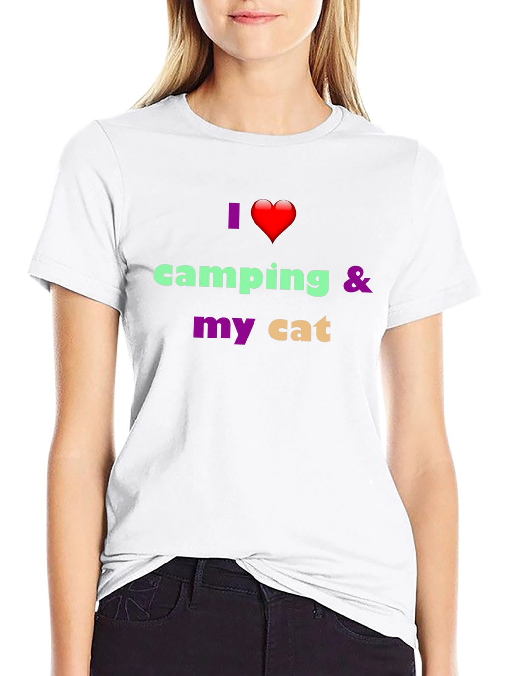 I Heart Camping & My Cat Black Tee