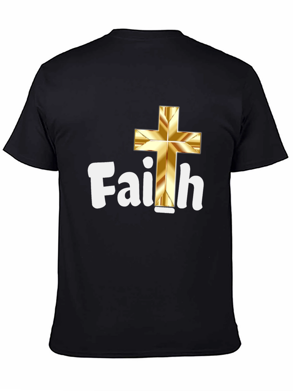 Faith Gold Cross Black T-Shirt