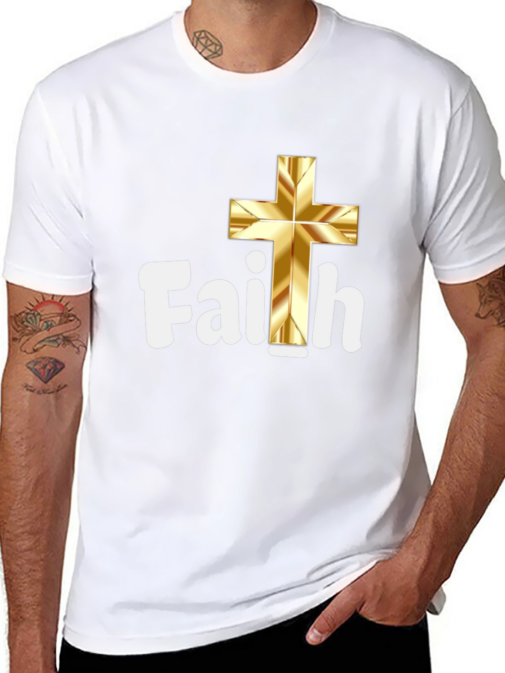 Faith Gold Cross Black T-Shirt