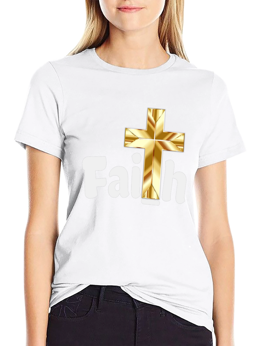 Faith Gold Cross Black T-Shirt