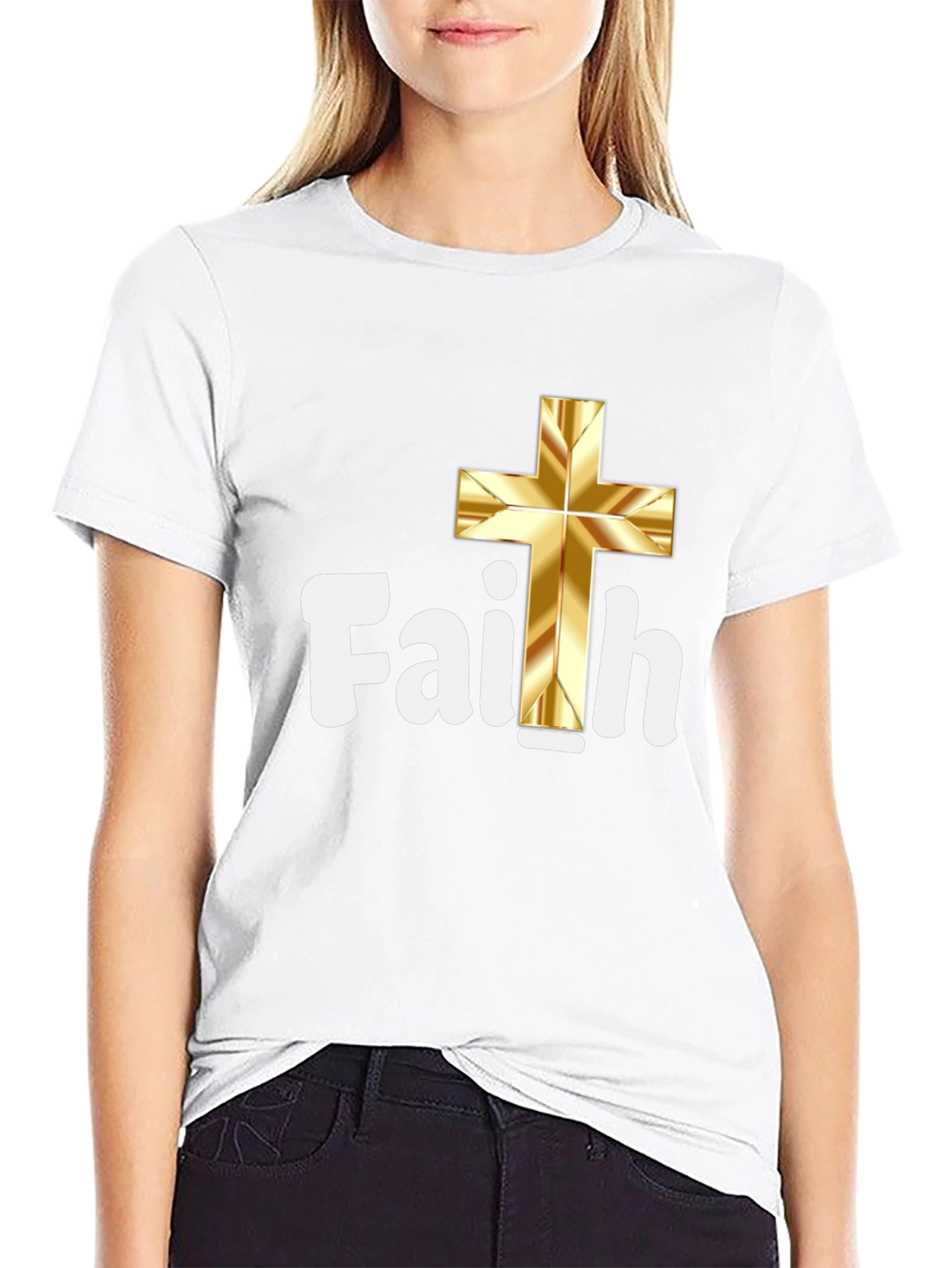 Faith Gold Cross Black T-Shirt