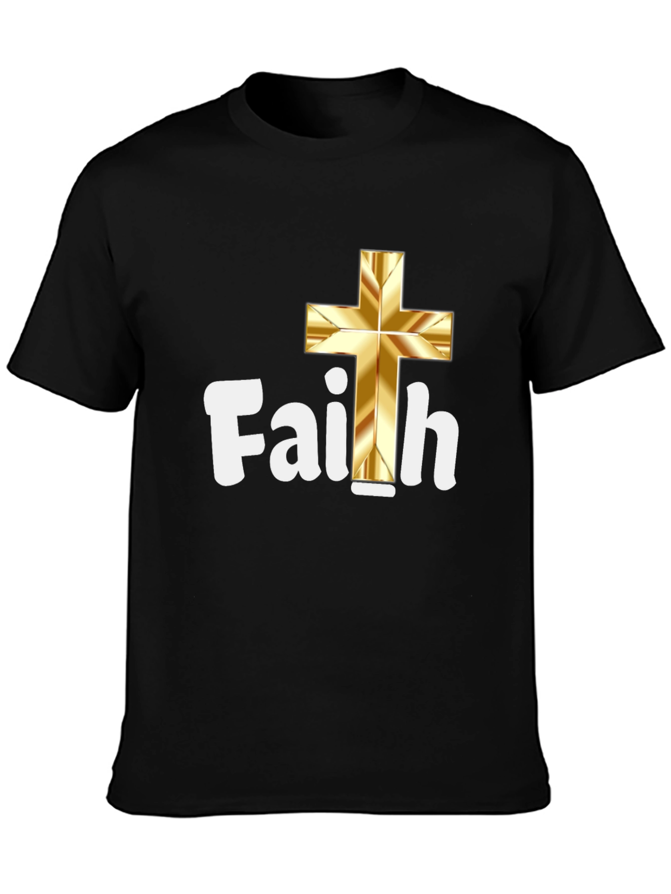 Faith Gold Cross Black T-Shirt
