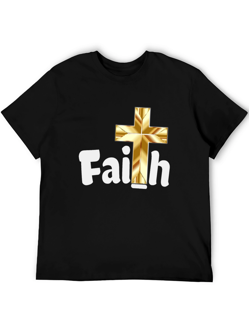 Faith Gold Cross Black T-Shirt