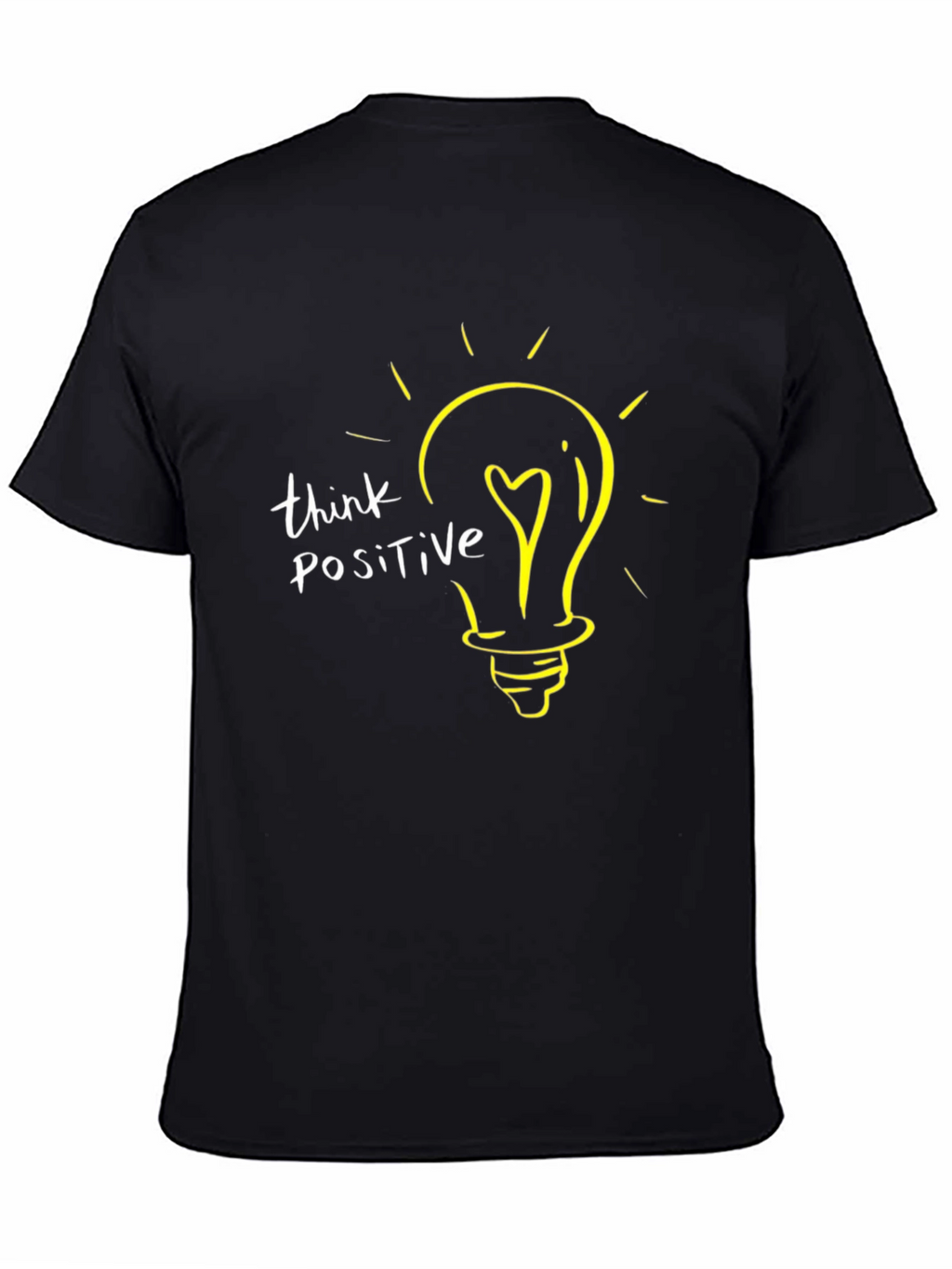 Think Positive Lightbulb Graphic T-Shirt - Black