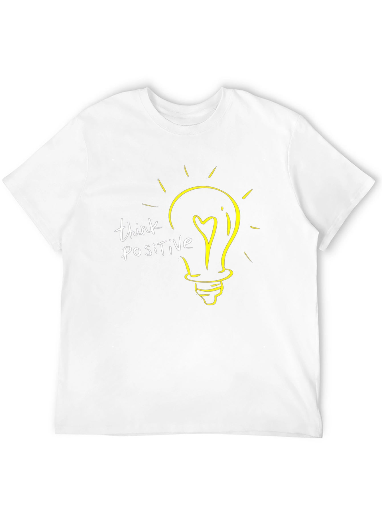Think Positive Lightbulb Graphic T-Shirt - Black
