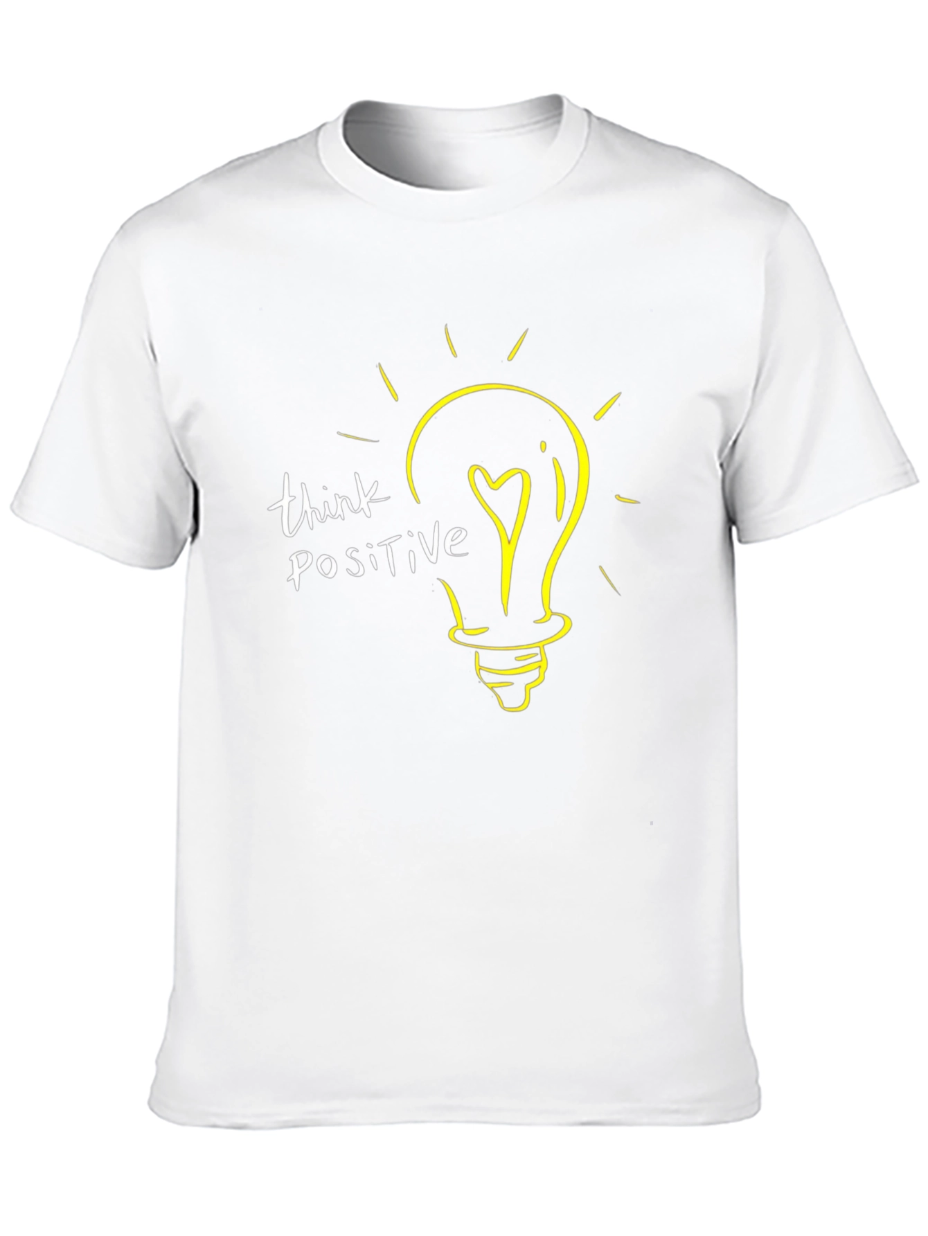 Think Positive Lightbulb Graphic T-Shirt - Black