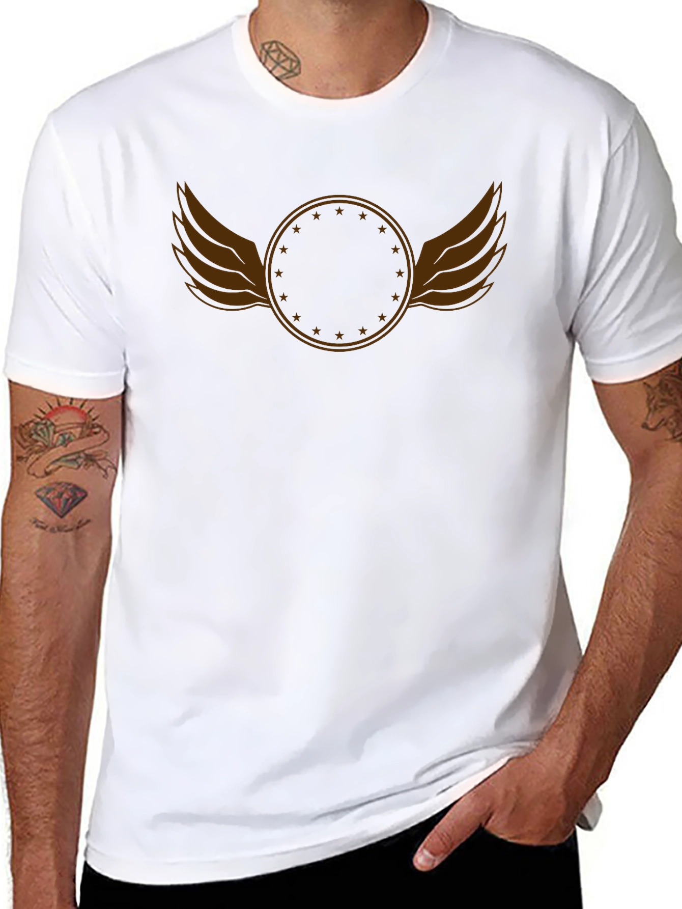 Winged Star Circle Black Tee