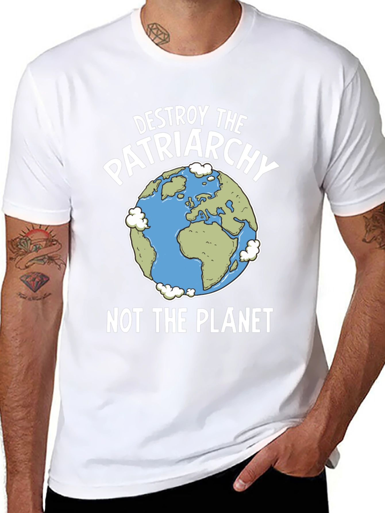 Destroy Patriarchy Earth Graphic T-Shirt
