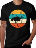 Retro Ostrich Sunset Graphic Tee - Black