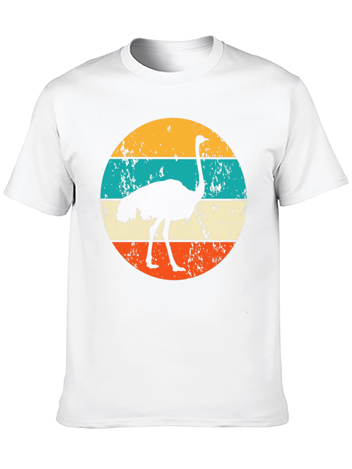 Retro Ostrich Sunset Graphic Tee - Black