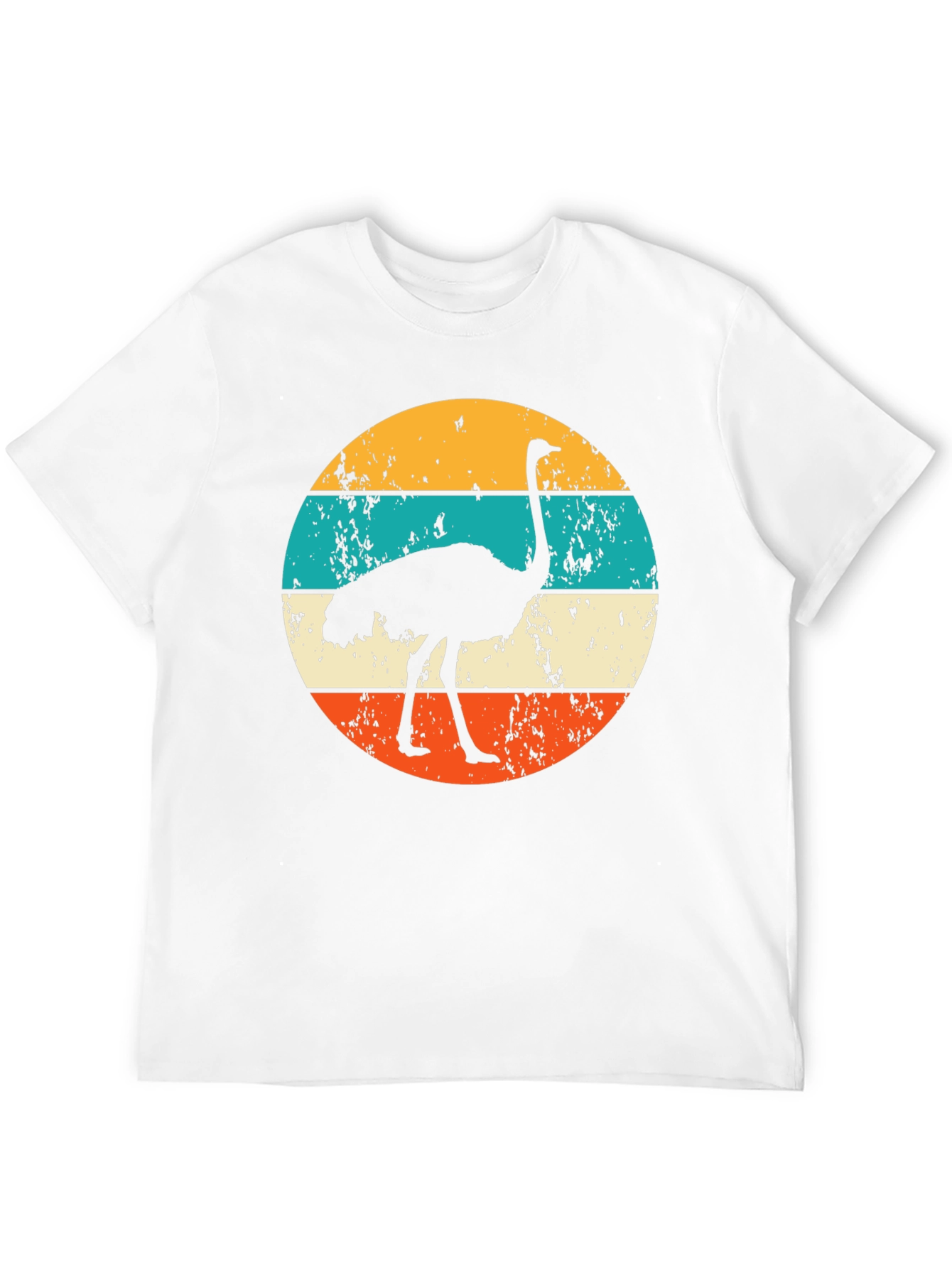 Retro Ostrich Sunset Graphic Tee - Black