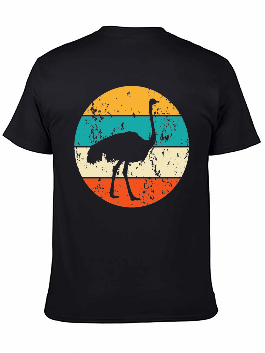 Retro Ostrich Sunset Graphic Tee - Black