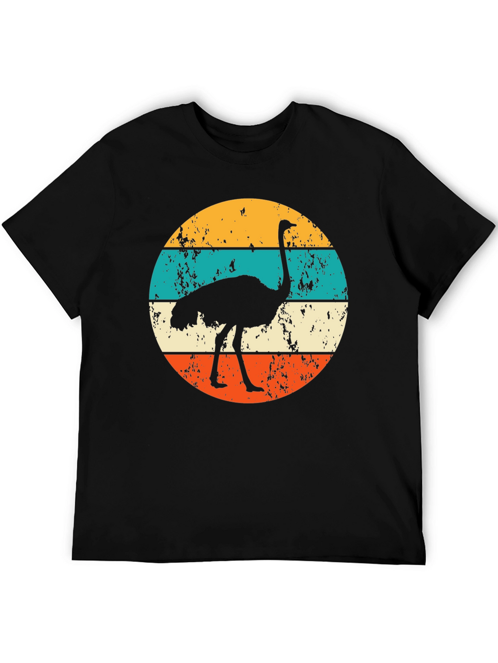 Retro Ostrich Sunset Graphic Tee - Black