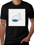 Man Opening Moon T-Shirt - Black Cotton Tee
