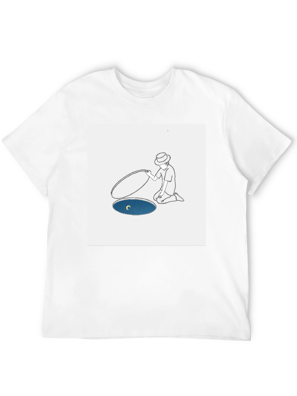 Man Opening Moon T-Shirt - Black Cotton Tee