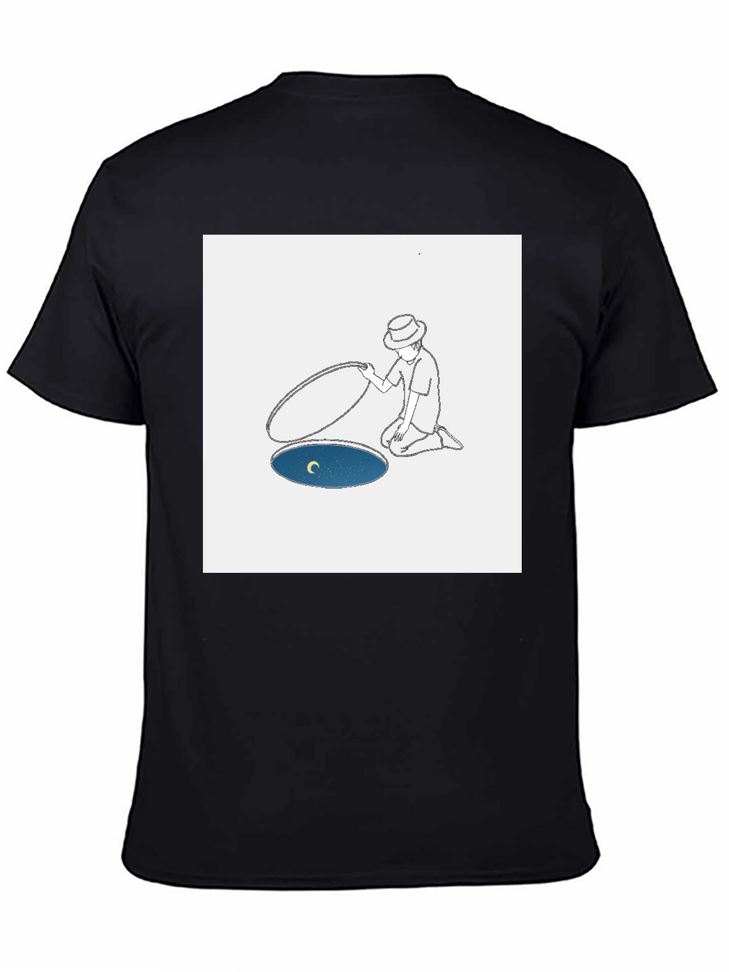 Man Opening Moon T-Shirt - Black Cotton Tee