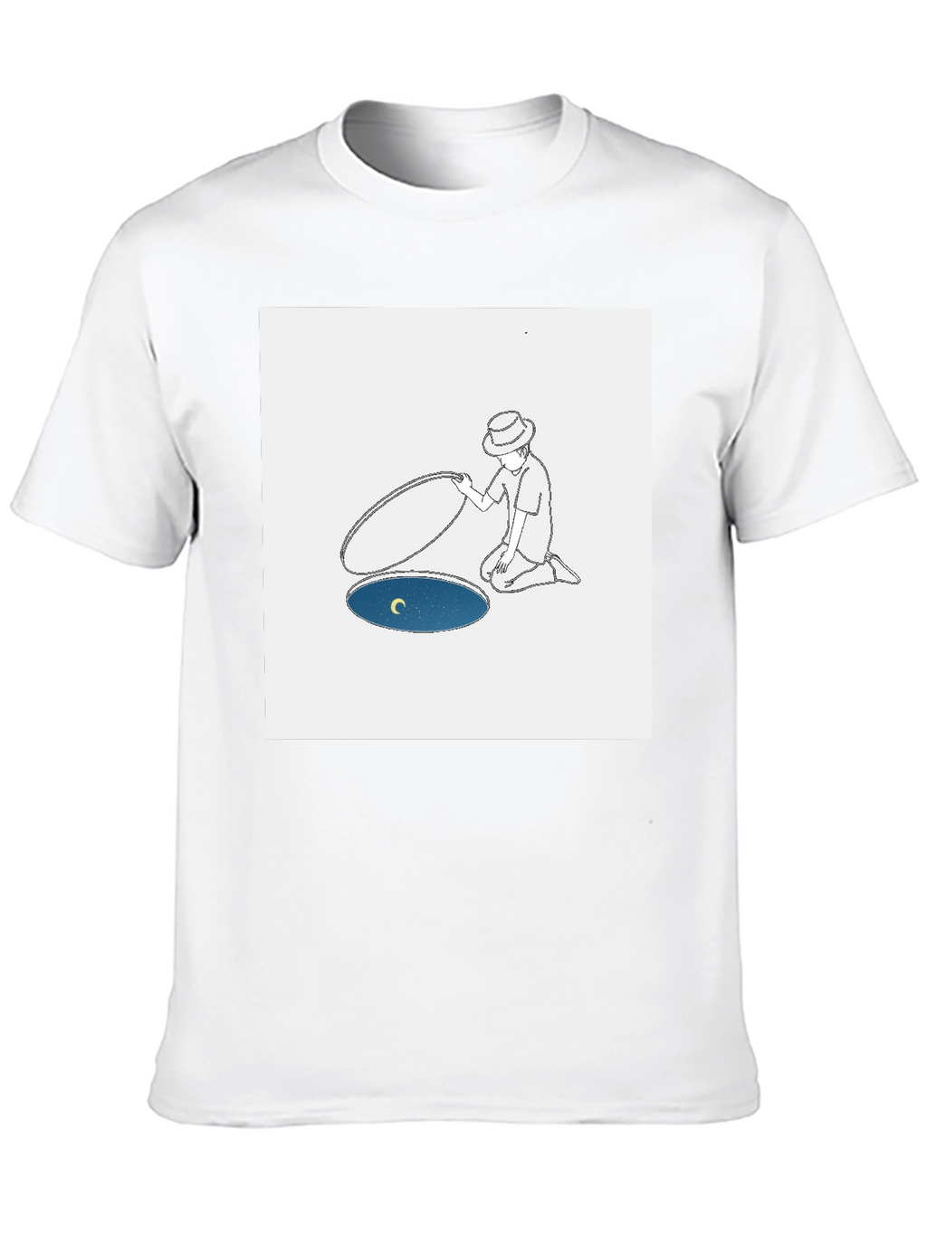 Man Opening Moon T-Shirt - Black Cotton Tee
