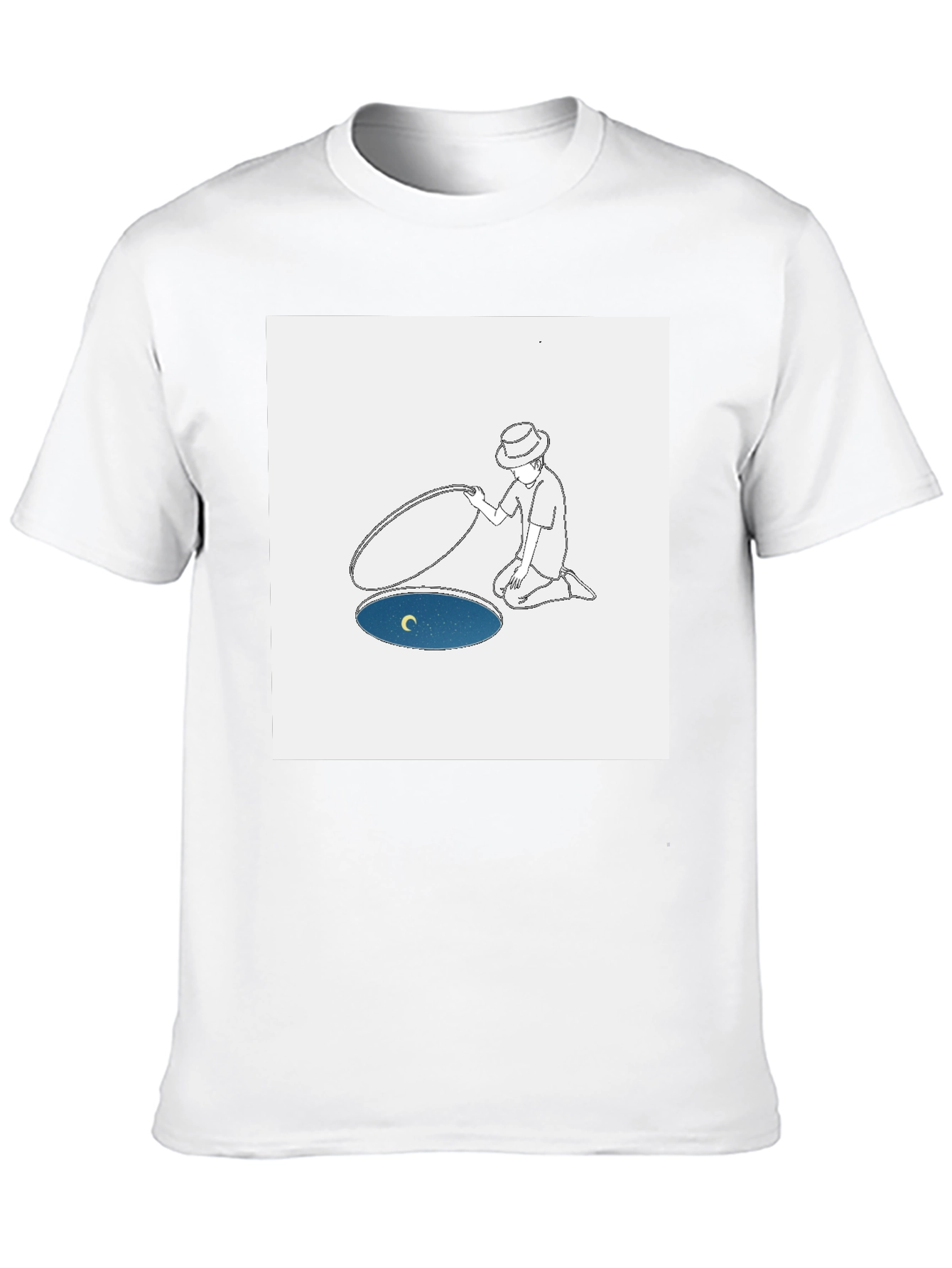 Man Opening Moon T-Shirt - Black Cotton Tee