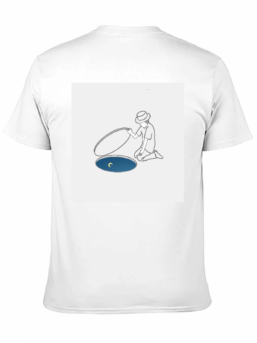 Man Opening Moon T-Shirt - Black Cotton Tee