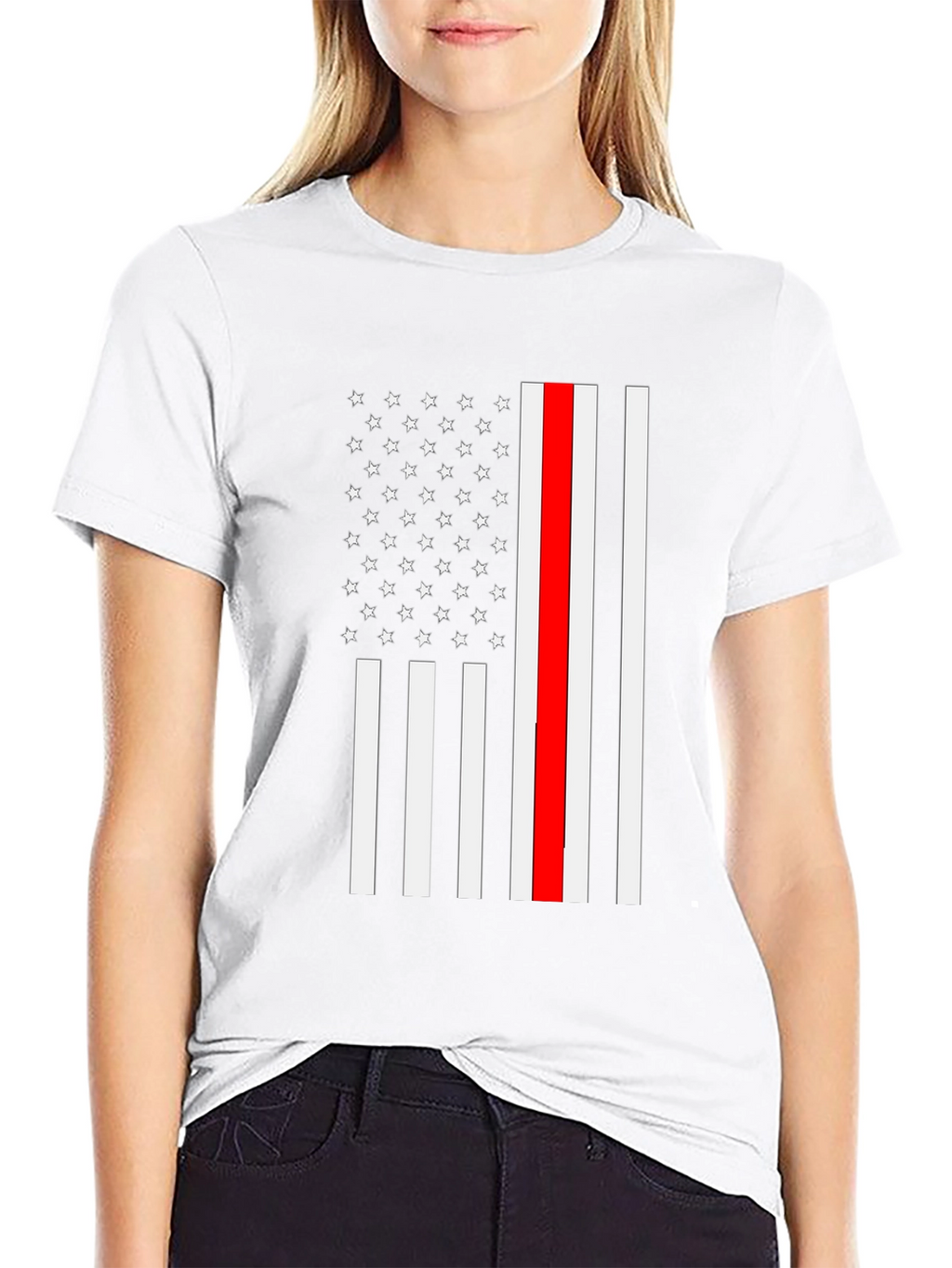 Thin Red Line Flag T-Shirt Firefighter Support