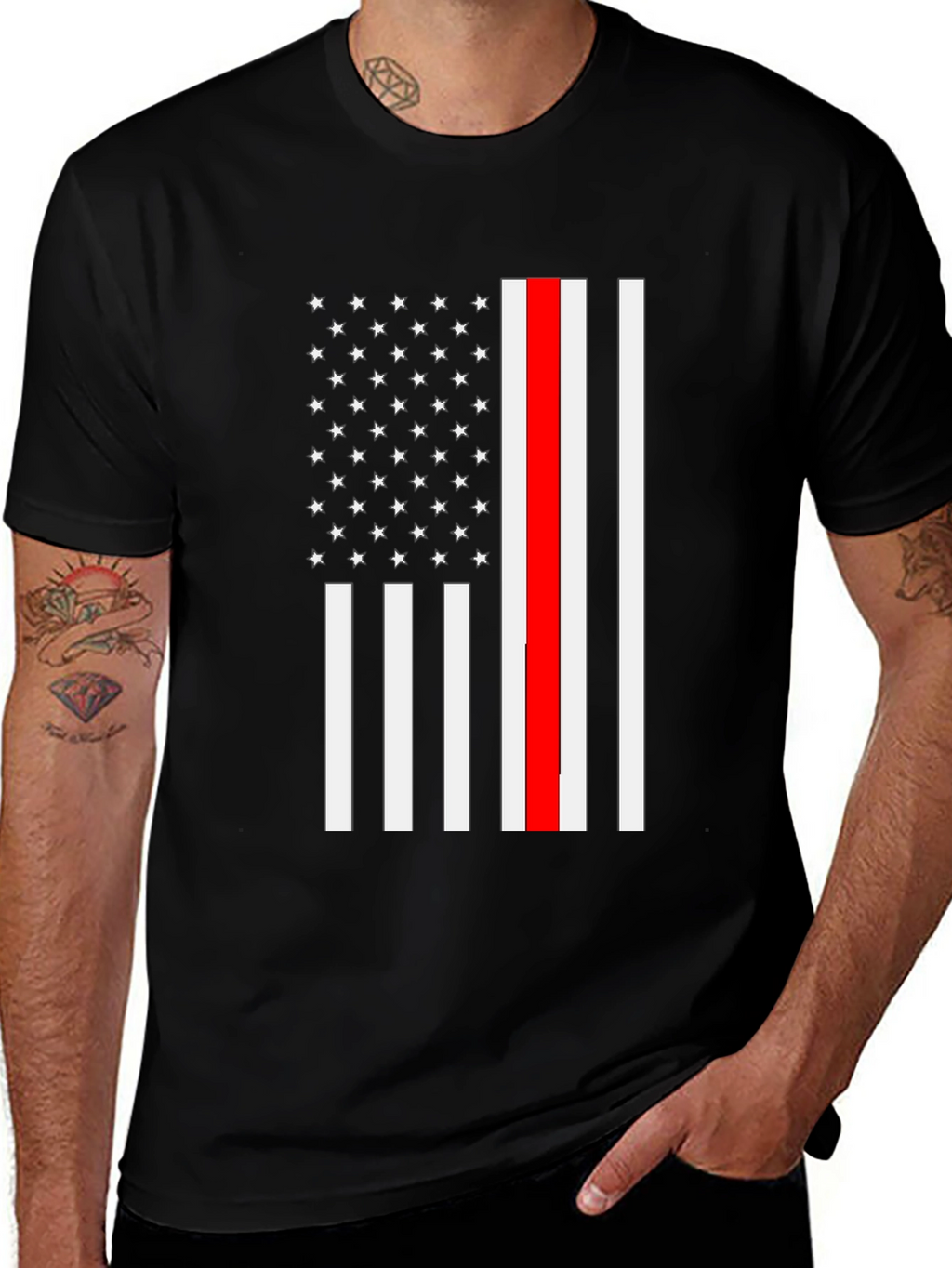 Thin Red Line Flag T-Shirt Firefighter Support