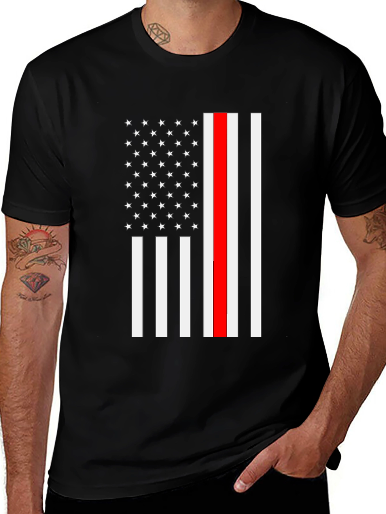 Thin Red Line Flag T-Shirt Firefighter Support