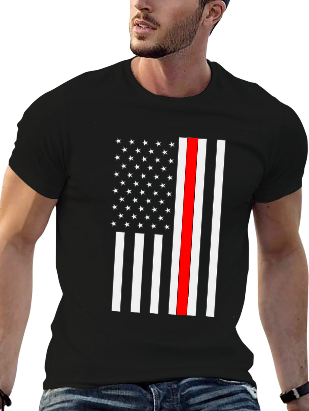 Thin Red Line Flag T-Shirt Firefighter Support