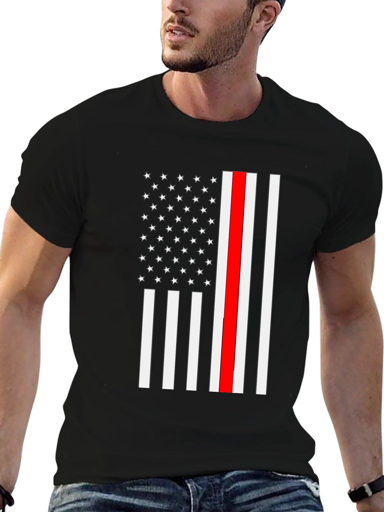 Thin Red Line Flag T-Shirt Firefighter Support