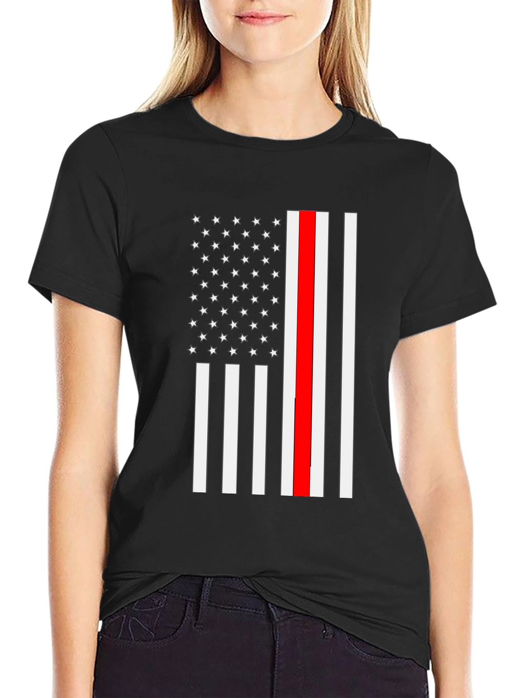 Thin Red Line Flag T-Shirt Firefighter Support